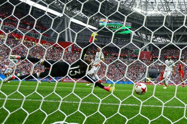 Mexico vs. Russia SAO PETERSBURGO, MO - 24.06.2017: MEXICO VS. RUSSIA - Guillermo Ochoa of Mexico does not avoid Samedov Alexander& 39;s goal rom Russia during a match between Mexico and Russia valid for the third round oe 2017 Confederations Cup onp on Saturday (24) held at the Kazan Arena in Kazan, Russia. (Photo: Heuler Andrey DiaEsportivo Fotoarena) x1343516x  HeulerxAndrey