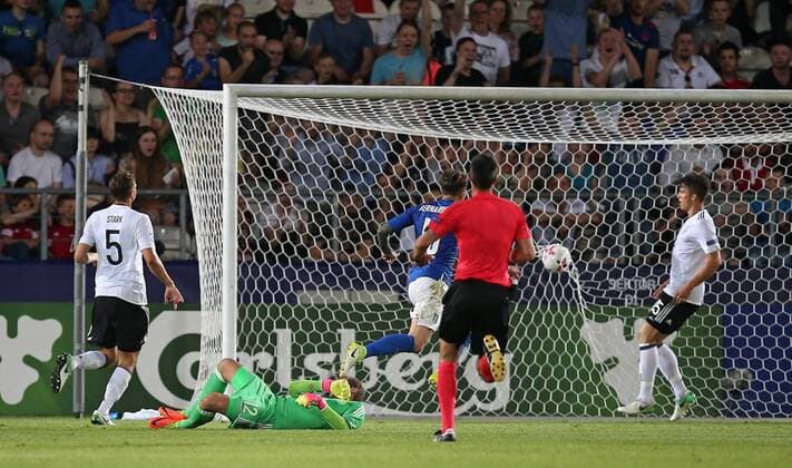 Fußball, U21 EM, Italien - Deutschland 24.06.2017, Fussball U21 U 21 Europameisterschaft 2017 in Polen, Gruppe C, Italien - Deutschland im Cracovia-Stadion Krakau. Tor zum 1:0 
