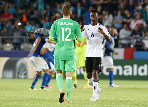 Torwart Julian Pollersbeck, Gideon Jung trotz Niederlage im Halbfinale Fußball Fussball U21 U 21 EM Europameisterschaft Länderspiel Saison 2016 2017 24.06.2017 DFB Nationalmannschaft GER BRDeutschland vs. Italien