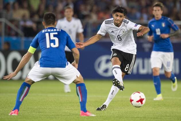 June 24, 2017 - Krakow, Poland - Mahmoud Dahoud of Germany kicks the ball during the UEFA European Under-21 Championship 2017 Group C match between Italy and Germany at Krakow Stadium in Krakow, Poland on June 24, 2017 Italy v Germany - 2017 UEFA European Under-21 Championship  - ZUMAn230 20170624_zaa_n230_505 Copyright: xAndrewxSurmax