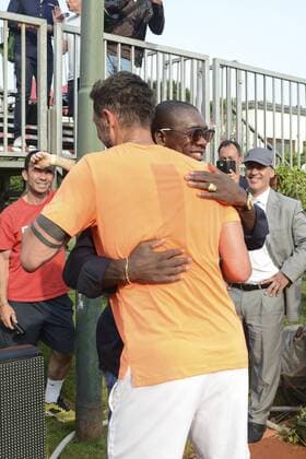Milan, Maldini debuts tennis player in the circuit of the professional, double tournament of the Private Tennis Cup of the Harbor Club in the picture: Paolo Maldini, Clarence Seedorf  Copyright: xAlbertoxScarpinatox xIPAx xAlbertoxScarpinatox