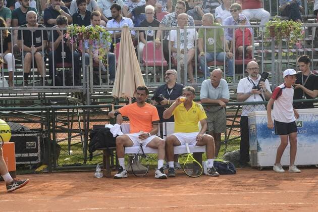 Milan, Maldini debuts tennis player in the circuit of the professional, double tournament of the Private Tennis Cup of the Harbor Club in the picture: Paolo Maldini, Stefano Landonio  Copyright: xAlbertoxScarpinatox xIPAx xAlbertoxScarpinatox