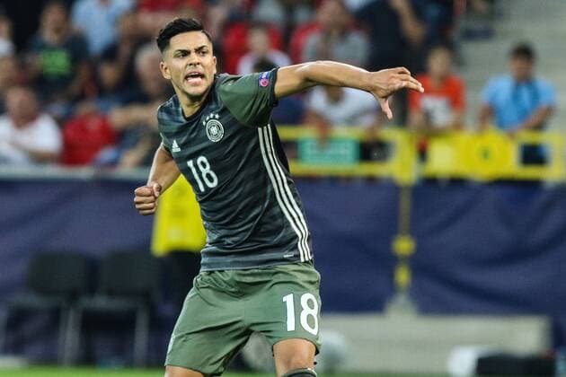 June 27, 2017 - Tychy, Poland - Nadiem Amiri of Germany reacts after scores the penalty during the UEFA U21 U 21 semi final match between England and Germany at Tychy Stadium on June 27, 2017 in Tychy, Poland. England v Germany: Semi Final - 2017 UEFA European Under-21 Championship  - ZUMAn230 20170627_zaa_n230_270 Copyright: xFotoxOlimpikx