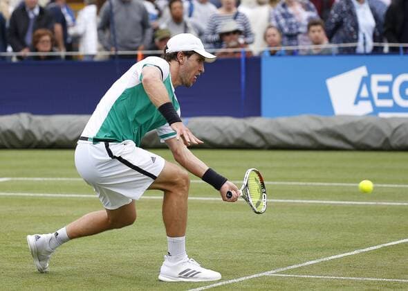 June 28th 2017, Devonshire Park, Eastbourne, England; Aegon International Eastbourne; ; Mischa Zverev (GER) versus Ryan Harrison (USA); Zverev hits a forehand as he won his 1st round match 6-4 7-6 xHongboxChenx  ActionPlus11894993