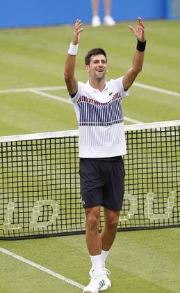 June 28th 2017, Devonshire Park, Eastbourne, England; Aegon International Eastbourne; ; Novak Djokovic (SRB) versus Vasek Pospisil (CAN); Djokovic celebrates his victory in the 2nd round match 6-4 6-3 xHongboxChenx  ActionPlus11894986