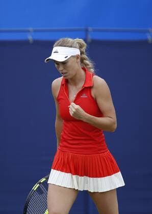 June 28th 2017, Devonshire Park, Eastbourne, England; Aegon International Eastbourne; Day 3; Caroline Wozniacki (DEN) versus Naomi Osaka (JPN); Wozniacki shows her emotions; Wozniacki won her 2nd round match 6-2 7-6 xHongboxChenx  ActionPlus11895057