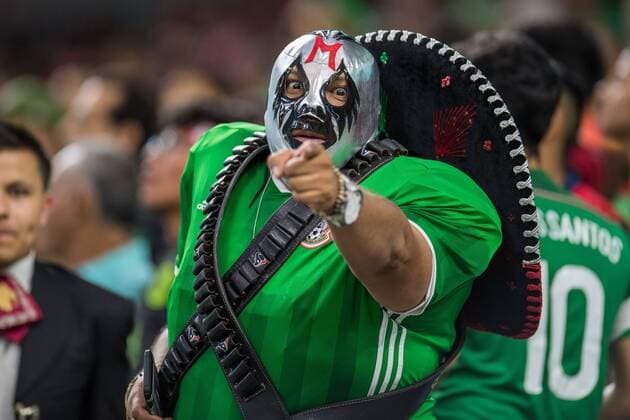 June 28, 2017: A Mexico fan points during the 1st half of an international soccer friendly match between Mexico and Ghana at NRG Stadium in Houston, TX. .. CSM Soccer 2017: Ghana vs Mexico JUN 28 - ZUMAc04_ 20170628_zaf_c04_016 Copyright: xTraskxSmithx