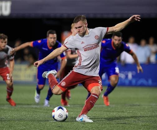 June 28, 2017: Atlanta United FC defender Julian Gressel (24) delivers a penalty kick during the second half of a Lamar Hunt US Open Cup, Round of 16 game, between the Atlanta United FC vs Miami FC at the Riccardo Silva Stadium in Miami, Florida. Miami FC won 3-2. CSM US Open Cup 2017: Atlanta United FC vs Miami FC JUN 28 - ZUMAc04_ 20170628_zaf_c04_072 Copyright: xMarioxHoubenx