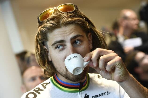 Bilder des Tages - SPORT Slovakian Peter Sagan of Bora-Hansgrohe enjoys a cup of coffee at a press conference PK Pressekonferenz part of the preparations before the start of the 104rth edition of the Tour de France cycling race, Thursday 29 June 2017 in Dusseldorf, Germany. This year s Tour de France takes place from July first to July 23rd. YORICKxJANSENS  x05122605x