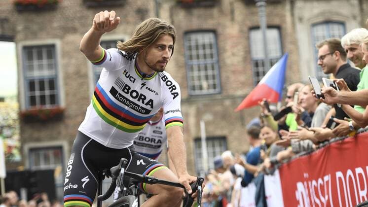 Bilder des Tages - SPORT Slovakian Peter Sagan of Bora-Hansgrohe arrives for the presentation of the teams, before the start of the 104rth edition of the Tour de France cycling race, Thursday 29 June 2017 in Dusseldorf, Germany. This year s Tour de France takes place from July first to July 23rd. YORICKxJANSENS  x05122794x