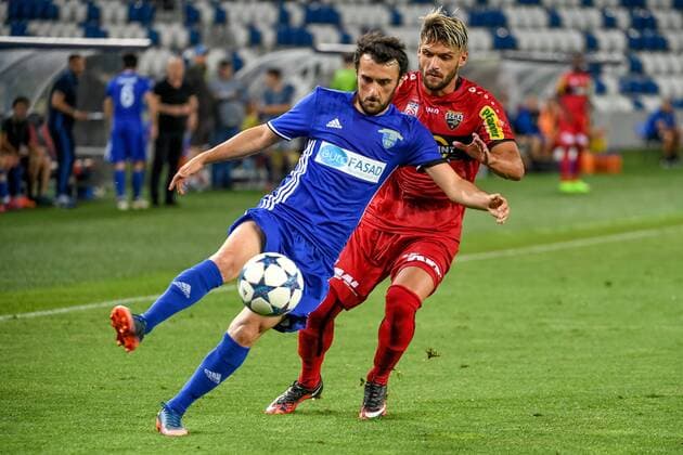 SOCCER - UEFA EL quali, Chikhura vs Altach TBILISI,GEORGIA,29.JUN.17 - SOCCER - UEFA Europa League qualification, FC Chikhura Sachkhere vs SCR Altach. Image shows Mishiko Sardalishvili (Chikhura) and Emanuel Sakic (Altach). GEPAxpictures xOliverxLerch
