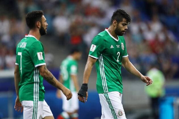 Germany vs Mexico SOCHI, SC - 29.06.2017: GERMANY VS MEXICO - Nestor Araujo of Mexico regrets a goal conceded during a match between Germany and Mexico valid for the semifinals of the Confederations Cup 2017, this Thursday (29), held at the Sochi Olympic Stadium in Sochi, Russia. (Photo: Heuler Andrey DiaEsportivo Fotoarena) x1347249x  HeulerxAndrey