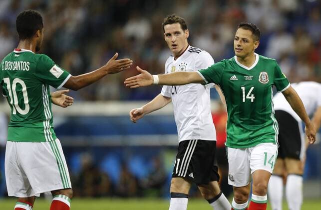 Germany vs Mexico SOCHI, SC - 29.06.2017: GERMANY VS MEXICO - DOS SANTOS Giovani and HERNANDEZ Javier of Mexico in front of Sebastian RUDY of Germany during a match between Germany and Mexico valid for the semifinals of the 2017 Confederations Cup on Thursday (29th), held at the Sochi Olympic Stadium in Sochi, Russia . (Photo: Rodolfo Buhrer La Imagem Fotoarena) x1347259x  RodolfoxBuhrer