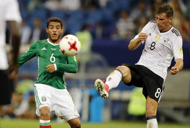 Germany vs Mexico SOCHI, SC - 29.06.2017: GERMANY VS MEXICO - DOS SANTOS Jonathan of Mexico plays the ball with Leon GORETZKA of Germany during a match between Germany and Mexico in the semifinals of the 2017 FIFA Confederations Cup on Thursday at the Sochi Olympic Stadium in Sochi, Russia. (Photo: Rodolfo Buhrer La Imagem Fotoarena) x1347295x  RodolfoxBuhrer