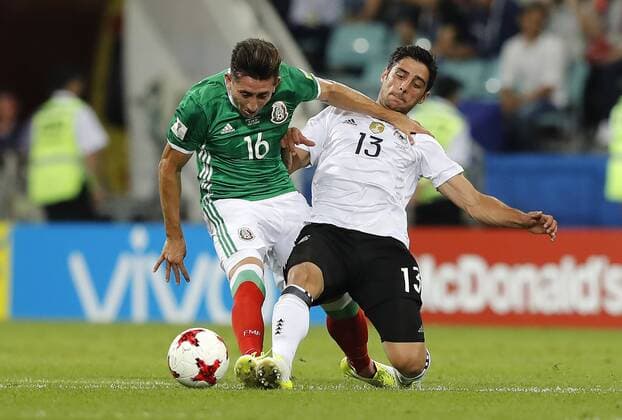 Germany vs Mexico SOCHI, SC - 29.06.2017: GERMANY VS MEXICO - HERRERA Hector of Mexico contests ball with Lars STINDL of Germany during a match between Germany and Mexico valid for the semifinals of the Confederations Cup 2017, this Thursday (29), held in the Sochi Olympic Stadium in Sochi, Russia. (Photo: Rodolfo Buhrer La Imagem Fotoarena) x1347322x  RodolfoxBuhrer