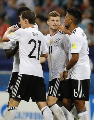 Germany vs Mexico SOCHI, SC - 29.06.2017: GERMANY VS MEXICO - Timo WERNER of Germany celebrates with his team-mates during a match between Germany and Mexico in the semifinals of the 2017 Confederations Cup on Thursday at the Sochi Olympic Stadium in Sochi, Russia. (Photo: Rodolfo Buhrer La Imagem Fotoarena) x1347392x  RodolfoxBuhrer