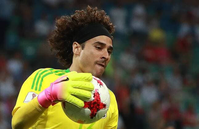 SOCHI, RUSSIA - JUNE 29, 2017: Mexico s goalkeeper Guillermo Ochoa in action in the 2017 FIFA Confederations Cup semifinal football match against Germany at Fisht Stadium. Sergei Fadeichev TASS  TS055831