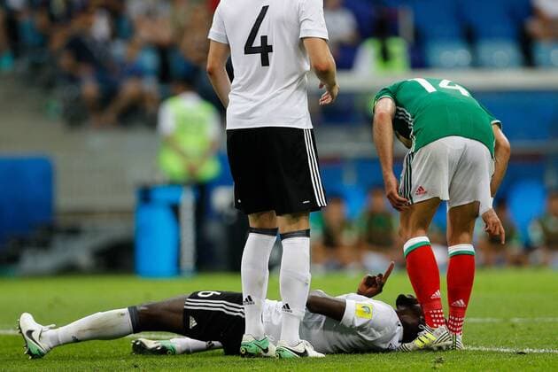 Germany vs Mexico SOCHI, SC - 29.06.2017: GERMANY VS MEXICO - HERNANDEZ Javier of Mexico discusses with RUEDIGER Antonio of Germany during a match between Germany and Mexico valid for the semifinals of the 2017 Confederations Cup, this Thursday (29), held at the Olympic Stadium in Sochi, Russia (Photo: Marcelo Machado de Melo Fotoarena) x1347402x  MarceloxMachadoxdexMelo