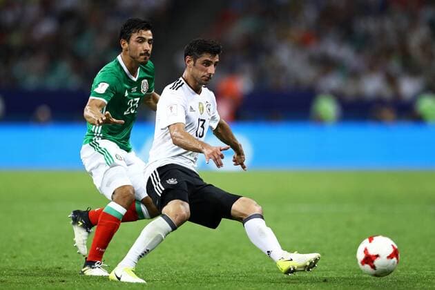 Germany vs Mexico SOCHI, SC - 29.06.2017: GERMANY VS MEXICO - Lars Stindl of Germany is bidding with Oswaldo Alanis of Mexico during a match between Germany and Mexico in the semifinals of the 2017 FIFA Confederations Cup on Thursday at the Sochi Olympic Stadium in Sochi, Russia. (Photo: Heuler Andrey DiaEsportivo Fotoarena) x1347410x  HeulerxAndrey