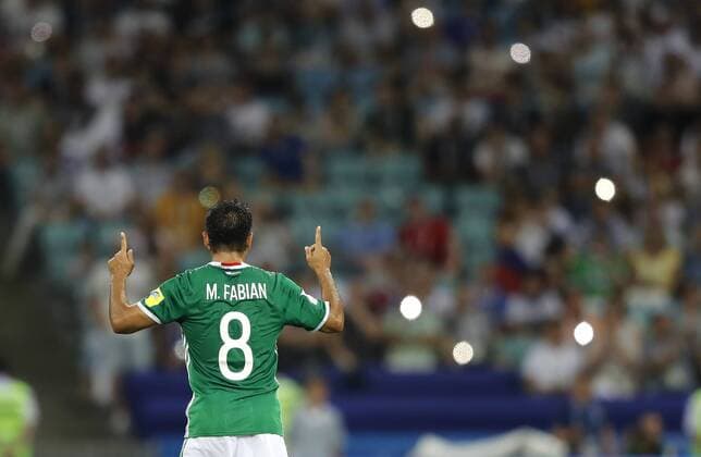 Germany vs Mexico SOCHI, SC - 29.06.2017: GERMANY VS MEXICO - FABIAN Marco of Mexico celebrates his goal during a match between Germany and Mexico valid for the semifinals of the 2017 Confederations Cup on Thursday (29th), held at the Sochi Olympic Stadium in Sochi, Russia. (Photo: Rodolfo Buhrer La Imagem Fotoarena) x1347465x  RodolfoxBuhrer