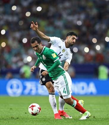 Germany vs Mexico SOCHI, SC - 29.06.2017: GERMANY VS MEXICO - Germany Emre Can contests with Rafael Marquez of Mexico during a match between Germany and Mexico in the semifinals of the 2017 Confederations Cup on Thursday at the Sochi Olympic Stadium in Sochi, Russia. (Photo: Heuler Andrey DiaEsportivo Fotoarena) x1347477x  HeulerxAndrey