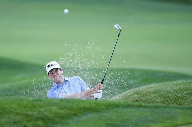 JUN 29, 2017 - Ben Martin (USA) hits out of the green side bunker on the first hole during the opening round at the 2017 Quicken Loans National at the Tournament Players Club in Potomac MD. PGA Golf Herren 2017: Quicken Loans National JUN 29 - ZUMAcjm_ 20170629_zaf_cjm_042 Copyright: xJohnxMiddlebrookx
