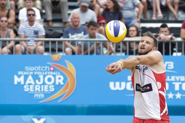 PXL_Swatch Beach volleyball Beachvolleyball Mayor Series in Porec 30.06.2017., Porec, Croatia - Swatch Beach Volleyball Mayor Series, match Perisic Dell Orco of Croatia against Gibb Crabb of USA.  LukaxStanzl PIXSELL