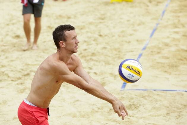 PXL_Swatch Beach volleyball Beachvolleyball Mayor Series in Porec 30.06.2017., Porec, Croatia - Swatch Beach Volleyball Mayor Series, match Perisic Dell Orco of Croatia against Gibb Crabb of USA. Ivan Perisic.  LukaxStanzl PIXSELL