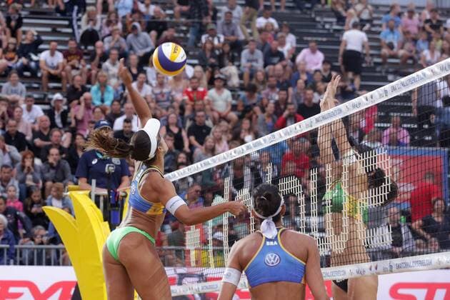 Volleyball Major BRA vs BRA - Porec, Croatia 30.06.2017., Porec, Croatia - Swatch Beach volleyball Beachvolleyball Major Series. Woman quarter finals, Brazil (Larissa Talita) vs Brazil (Barbara Sei. Fernanda Al.).  LukaxStanzl PIXSELL