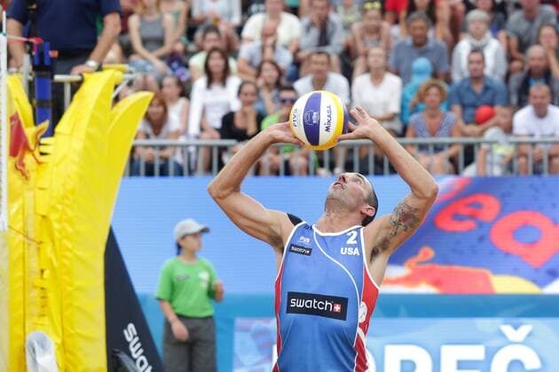 Volleyball Major USA vs CHI - Porec, Croatia 30.06.2017., Porec, Croatia - Swatch Beach volleyball Beachvolleyball Major Series. Phil Dalhausser Nick Lucena (USA) - Marco Grimalt Esteban Grimalt (Chile).  LukaxStanzl PIXSELL