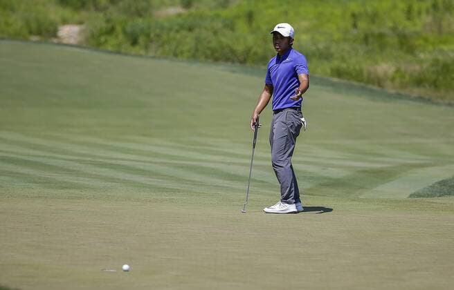 POTOMAC, MD - JUNE 30: C.T. Pan reacts to just missing his putt on the 10th green during the second round of the Quicken Loans National on June 30, 2017 at TPC Potomac at Avenel Farm in Potomac, MD.(Photo by Justin Cooper Icon Sportswire) GOLF: JUN 30 PGA Golf Herren - Quicken Loans National - Second Round Icon170630023 EDITORIAL USE ONLY