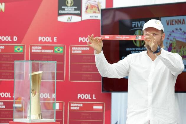 The FIVB Beach volleyball Beachvolleyball World Championships Vienna 2017 Drawing of Lots 01.07.2017., Croatia, Porec - The FIVB Beach Volleyball World Championships Vienna 2017 Drawing of Lots took placee place during the Porec Major series event. Julius Brink.  LukaxStanzl PIXSELL