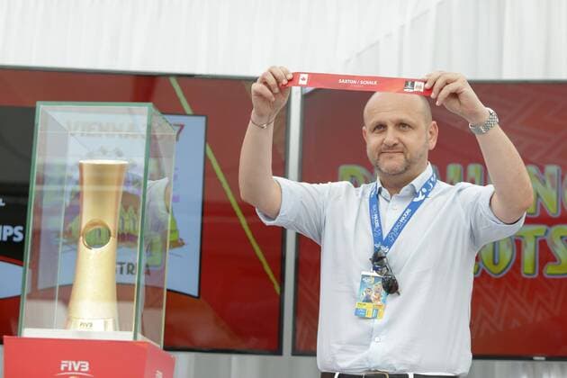 The FIVB Beach volleyball Beachvolleyball World Championships Vienna 2017 Drawing of Lots 01.07.2017., Croatia, Porec - The FIVB Beach Volleyball World Championships Vienna 2017 Drawing of Lots took placee place during the Porec Major series event. Norbert Kettner.  LukaxStanzl PIXSELL