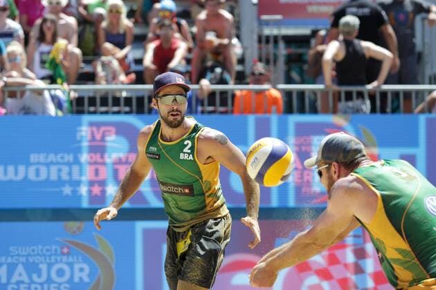 Beach volleyball Beachvolleyball Major Series Spain - Brazil 01.07.2017., Croatia, Porec - Volleyball Tournament Swatch Beach Volleyball Major Series. The match between Spain (Herrera Gavira) and Brazil (Alison Bruno). Bruno Oscar Schmidt.  LukaxStanzl PIXSELL
