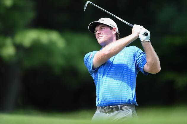 JUL 01, 2017 - Grayson Murray (USA) tees off at number nine hole during the third round at the 2017 Quicken Loans National at the Tournament Players Club in Potomac MD. PGA Golf Herren 2017: Quicken Loans National JUL 01 - ZUMAcjm_ 20170701_zaf_cjm_014 Copyright: xJohnxMiddlebrookx