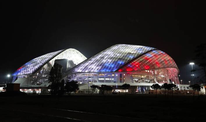 General photos Sochi 2017 SOCHI, SC - 30.06.2017: GENERAL PHOTOS SOCHI 2017 - Exterior view during dusk of the Olympic Stadium of Fisht (Sochi Olympic), one of the four venues of the 2017 Confederations Cup in Sochi, Russia (Photo: Rodolfo Buhrer La Imagem Fotoarena) x1348513x  RodolfoxBuhrer