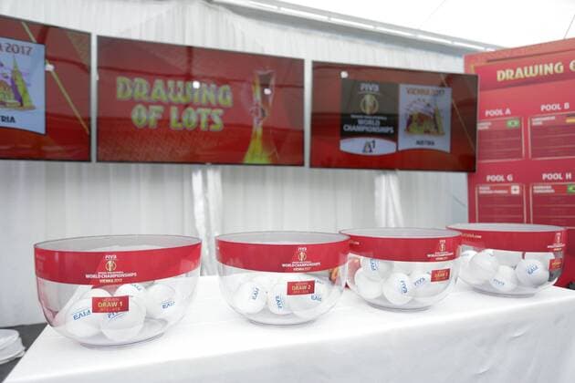 01.07.2017, Porec, CRO, FIVB World Tour, Beachvolleyball Major Series, Porec, Auslosung der Begegnungen fuer die bevorstehende Beachvolleyball WM in Wien, im Bild Wahlbeh?lter der einzelen Pools during drawing encounters for the upcoming Beach volleyball Beachvolleyball World Championship WM Weltmeisterschaft in Vienna as a side event of the FIVB World Tour Major Series Tournament in Porec, Croatia on 2017 07 01. Porec  EX_PIXS  