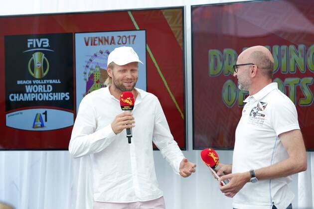 01.07.2017, Porec, CRO, FIVB World Tour, Beachvolleyball Major Series, Porec, Auslosung der Begegnungen fuer die bevorstehende Beachvolleyball WM in Wien, im Bild Julius Brink during drawing encounters for the upcoming Beach volleyball Beachvolleyball World Championship WM Weltmeisterschaft in Vienna as a side event of the FIVB World Tour Major Series Tournament in Porec, Croatia on 2017 07 01. Porec  EX_PIXS  