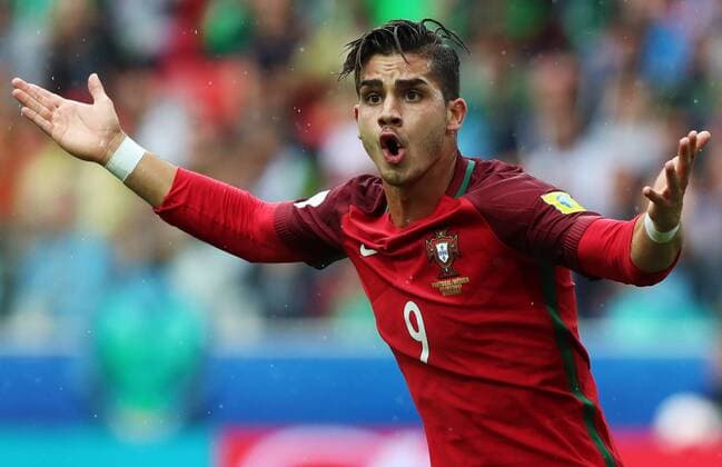 MOSCOW, RUSSIA â€“ JULY 2, 2017: Portugalâ€™s Andre Silva in their 2017 FIFA Confederations Cup third place football match against Germany at Otkrytie Arena. Sergei Savostyanov TASS  TS055C51