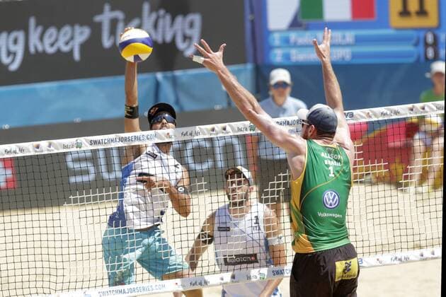 Beach volleyball Beachvolleyball Major Series - Men semifinal - Nicolai Lupo vs Cerutti Bruno Schmidt 02.07.2017., Porec, Croatia - Volleyball Tournament Swatch Beach Volleyball Major Series. The Men semifinal match between Paolo Nicolai and Daniele Lupo of Italy against Alison Cerutti and Bruno Oscar Schmidt of Brazill. Nicolai and Lupo won 2:1. Daniele Lupo, Alison Cerutti.  LukaxStanzl PIXSELL