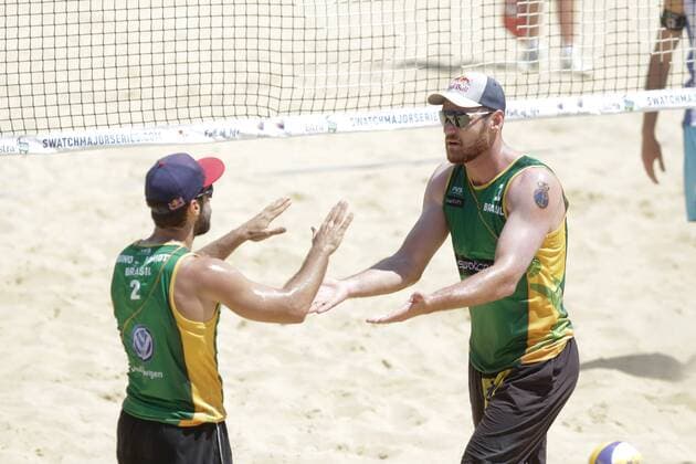 Beach volleyball Beachvolleyball Major Series - Men semifinal - Nicolai Lupo vs Cerutti Bruno Schmidt 02.07.2017., Porec, Croatia - Volleyball Tournament Swatch Beach Volleyball Major Series. The Men semifinal match between Paolo Nicolai and Daniele Lupo of Italy against Alison Cerutti and Bruno Oscar Schmidt of Brazill. Nicolai and Lupo won 2:1. Bruno Oscar Schmidt, Alison Cerutti.  LukaxStanzl PIXSELL