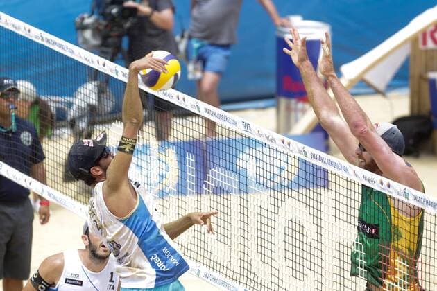 Beach volleyball Beachvolleyball Major Series - Men semifinal - Nicolai Lupo vs Cerutti Bruno Schmidt 02.07.2017., Porec, Croatia - Volleyball Tournament Swatch Beach Volleyball Major Series. The Men semifinal match between Paolo Nicolai and Daniele Lupo of Italy against Alison Cerutti and Bruno Oscar Schmidt of Brazill. Nicolai and Lupo won 2:1. Daniele Lupo, Alison Cerutti.  LukaxStanzl PIXSELL