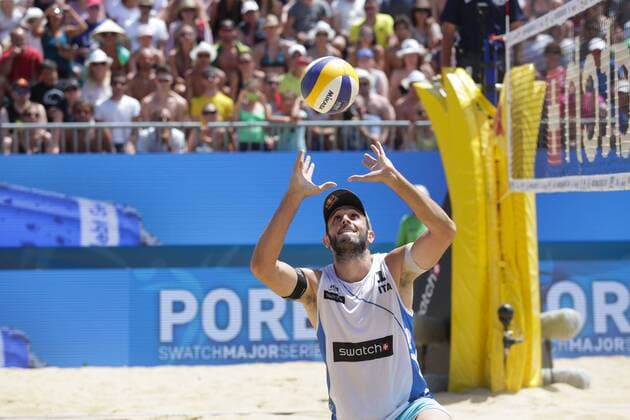 Beach volleyball Beachvolleyball Major Series - Men semifinal - Nicolai Lupo vs Cerutti Bruno Schmidt 02.07.2017., Porec, Croatia - Volleyball Tournament Swatch Beach Volleyball Major Series. The Men semifinal match between Paolo Nicolai and Daniele Lupo of Italy against Alison Cerutti and Bruno Oscar Schmidt of Brazill. Nicolai and Lupo won 2:1. Paolo Nicolai.  LukaxStanzl PIXSELL