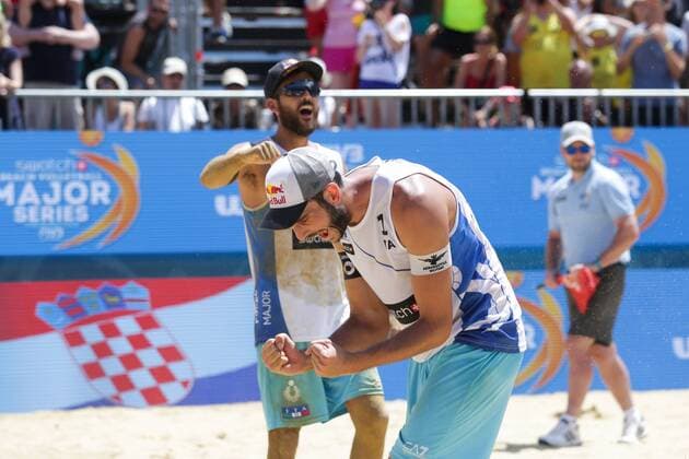 Beach volleyball Beachvolleyball Major Series - Men semifinal - Nicolai Lupo vs Cerutti Bruno Schmidt 02.07.2017., Porec, Croatia - Volleyball Tournament Swatch Beach Volleyball Major Series. The Men semifinal match between Paolo Nicolai and Daniele Lupo of Italy against Alison Cerutti and Bruno Oscar Schmidt of Brazill. Nicolai and Lupo won 2:1. Paolo Nicolai, Daniele Lupo.  LukaxStanzl PIXSELL