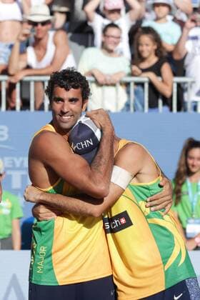 Swatch Beach volleyball Beachvolleyball Major Series, Awarding medals 02.07.2017., Croatia, Porec - Volleyball Tournament Swatch Beach Volleyball Major Series. Awarding medals. First place was won by Brazil (Pedro Solbe Guto Carval), Italy second (Lupo Nicolai) and Brazil third (Alison Bruno). Gustavo Albrecht Carvalhaes, Pedro Solberg.  LukaxStanzl PIXSELL