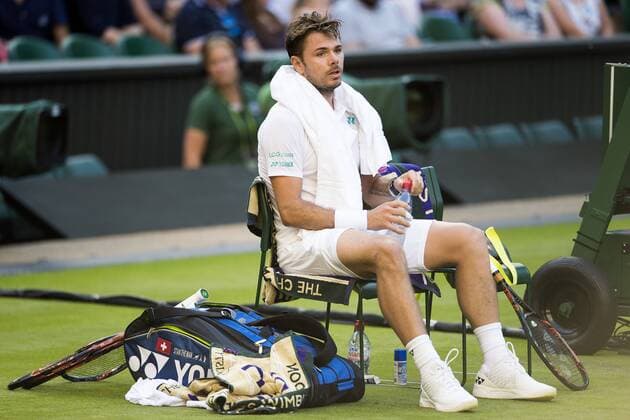 170703 Stan Wawrinka, Schweiz, under första omgangen av tennisturneringen Wimbledon den 3 juli 2017 i London.  Copyright: DANIELxSTILLER BB170703DS040
