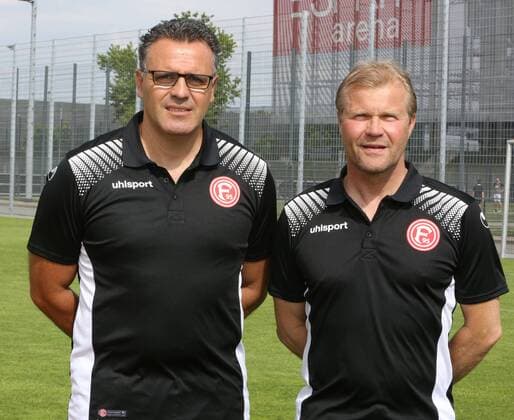 Regionalliga West, Saison 2017 2018, Fototermin Fortuna Düsseldorf U 23. - Taskin Aksoy ( links ) und Frank Schaefer ( beide Fortuna Düsseldorf U 23 )