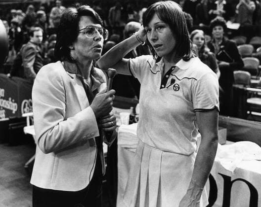June 5, 1981 - New York, NY, U.S. - Tennis star BILLIE JEAN KING interviews the 1981 Champion MARTINA NAVRATILOVA at Madison Square Garden in NYC. New York U.S.  - ZUMAk09 June 5 1981 New York NY U S Tennis Star Billie Jean King Interviews The 1981 Champion Martina Navratilova AT Madison Square Garden in NYC New York U S ZUMAk09 June 5 1981 New York NY U S Tennis star BILLIE JEAN KING interviews the 1981 Champion MARTIN imago 61886122