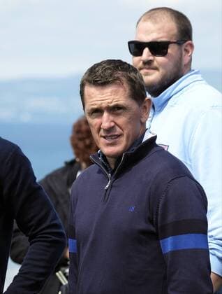 July 5th 2017, Portstewart Golf Club, Portstewart, Northern Ireland; Dubai Duty Free Irish Open Golf Championship; Pro-Am Tournament; Former jockey, AP McCoy, on the 1st tee ready to play xNigelxCookex  ActionPlus11897947