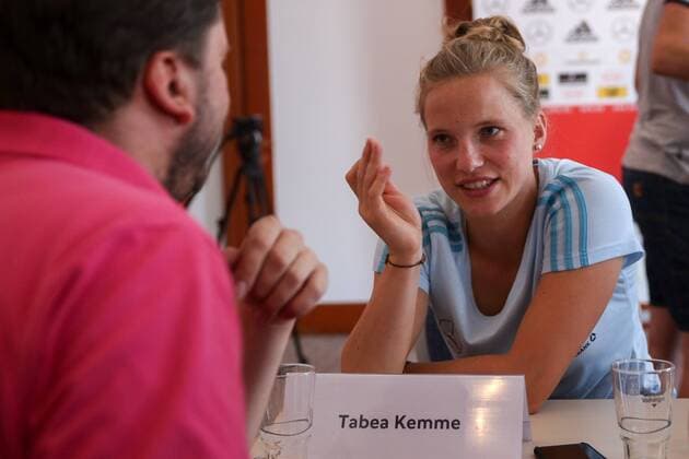Tabea Kemme (DFB-Frauen, 22) im Interview, Einzelgespräch, Fussball, Frauen, Media Day DFB-Frauen, xozx